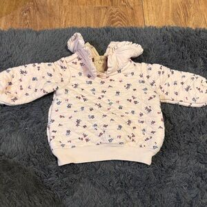 Catherine Malandrino Kids Floral Quilted Sweater Set - Cream and Pink